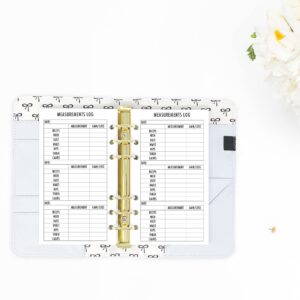 Personal Body Measurements Log Planner Insert Refill, 3.74 x 6.73 inches, Pre-Punched for 6-Rings to Fit Filofax, LV MM, Kikki K, Moterm and Other Binders, 30 Sheets Per Pack