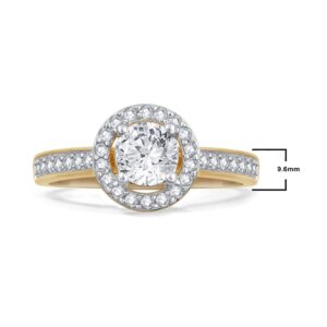 Beyond Brilliance 1.0 Carat Diamond, Prong Set 14K Yellow Gold Diamond Halo Engagement Ring (H-I, I2-I3) Natural Diamond Engagement Ring For Women | Gift Box Included