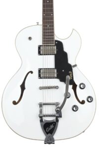 guild guitars starfire i sc semi-hollow body electric guitar, snowcrest white, florentine-cut w/tremolo, newark st. collection