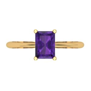 clara pucci 1.0 ct radiant cut solitaire natural amethyst gemstone bridal designer anniversary engagement ring real 14k yellow gold