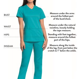 Cherokee Women's V Neck Scrubs Top with Shirttail Hem WW601, XXS, Teal Blue