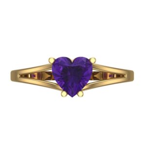 clara pucci 1.50 ct heart cut solitaire split shank natural amethyst bridal designer anniversary engagement ring 14k yellow gold