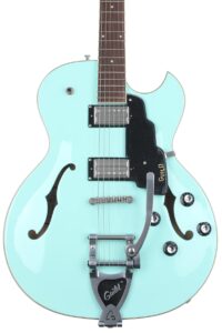 guild guitars starfire i sc semi-hollow body electric guitar, seafoam green, florentine-cut w/tremolo, newark st. collection