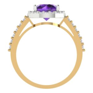 Clara Pucci 2.34ct Round Cut Solitaire Halo Amethyst Proposal Designer Wedding Anniversary Bridal ring 14k Yellow & White Gold 9.25