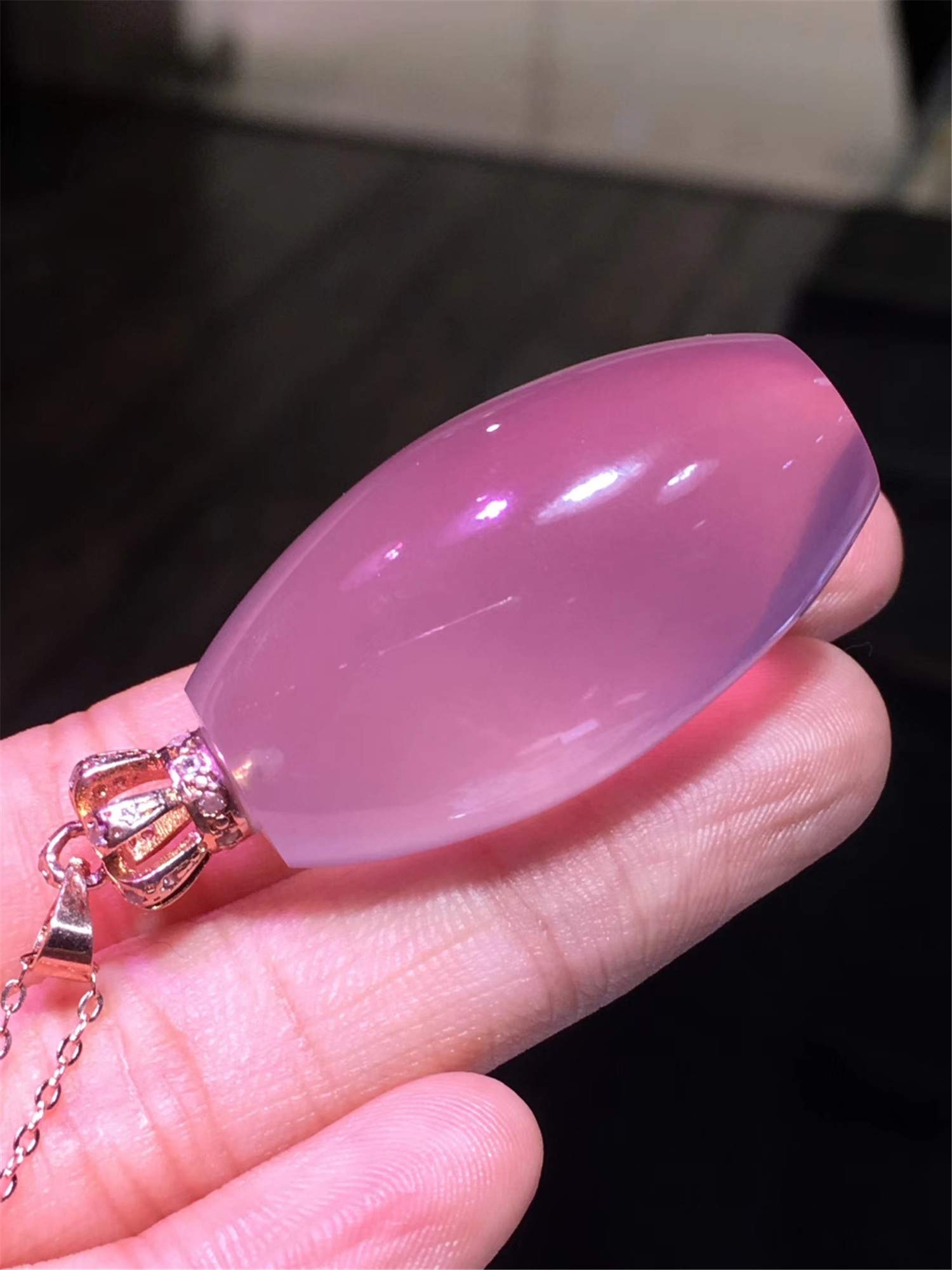 Muko Gemstone Genuine Natural Rose Quartz Pink Crystal Barrel Women Pendant 34x19mm AAAAA