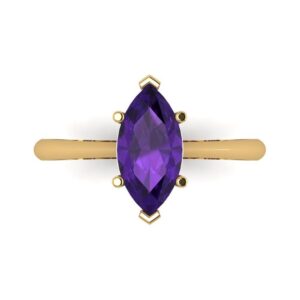 clara pucci 1.4ct marquise cut solitaire natural amethyst proposal wedding bridal designer anniversary ring 14k yellow gold for women