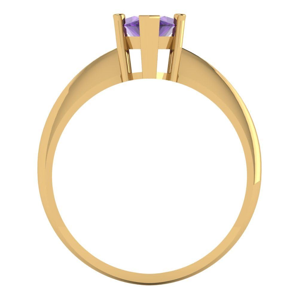 Clara Pucci 1.4ct Marquise Cut Solitaire Natural Amethyst Proposal Wedding Bridal Designer Anniversary Ring 14k Yellow Gold for Women