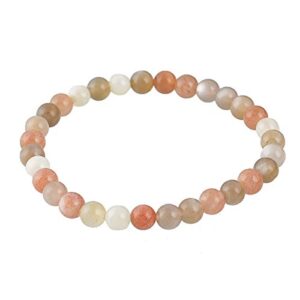 NirvanaIN Multicolor Moonstone Stretch Bracelet 6.5mm Smooth Round Polished Peach Gray White Gemstone Beads Blue Silver Flash Moonstone beads bracelet beaded Moonstone bracelet