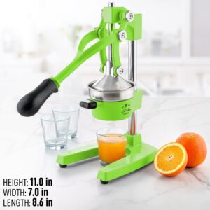 Zulay Kitchen Cast-Iron Orange Juice Squeezer - Heavy-Duty, Easy-to-Clean, Professional Citrus Juicer - Durable Stainless Steel Lemon Squeezer - Manual Citrus Press & Orange Squeezer (Light Green)