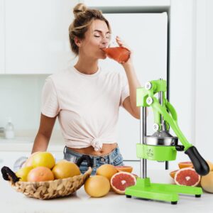 Zulay Kitchen Cast-Iron Orange Juice Squeezer - Heavy-Duty, Easy-to-Clean, Professional Citrus Juicer - Durable Stainless Steel Lemon Squeezer - Manual Citrus Press & Orange Squeezer (Light Green)