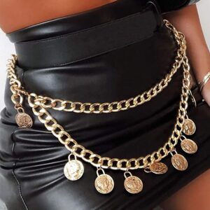 Sethain Boho Layered Body Chain Gold Multilayer Coin Pendant Waist Belly Chain Party Body Jewelry Pirate Accessories for Women