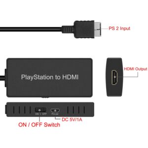 Azduou PS2 to HDMI Converter, HDMI Cable for PlayStation 2/ PlayStation 3 Console. Connecting PS2/ PS3 to HDTV with True Ypbpr HD Signal Output (100% Improve Video Quality)