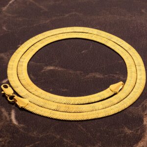 LIFETIME JEWELRY 5mm Flexible Herringbone Chain Necklace 24k Real Gold Plated (18 inches, Gold)