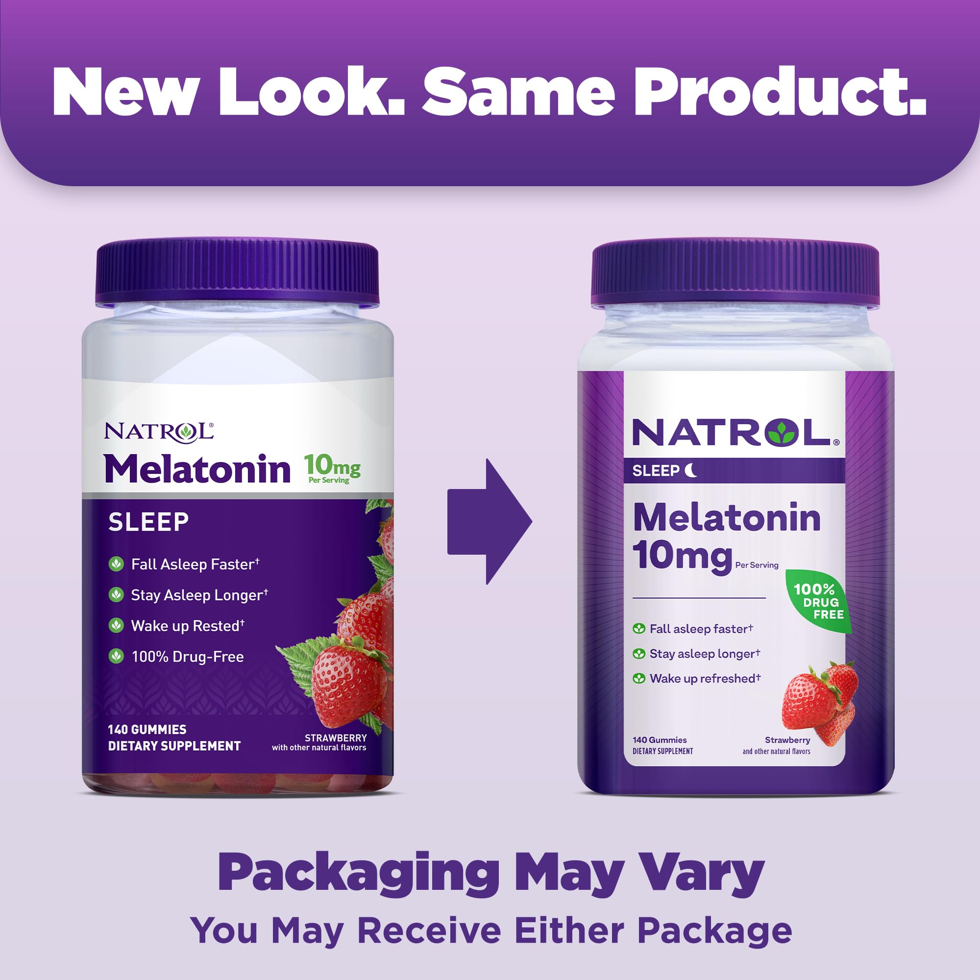 Natrol 10mg Melatonin Gummies, Sleep Support for Adults, Melatonin Supplements for Sleeping, 140 Strawberry-Flavored Gummies, 70 Day Supply