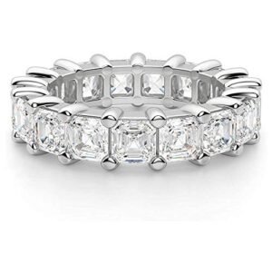 Savlano 18K White Gold Plated Cubic Zirconia 4x4MM Square Princess Cut Eternity Ring Band for Women Men (7)