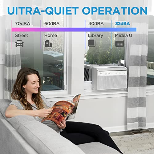 Midea 10,000 BTU U-Shaped Smart Inverter Window Air Conditioner–Cools up to 450 Sq. Ft., Ultra Quiet with Open Window Flexibility, Works with Alexa/Google Assistant, 35% Energy Savings, Remote Control