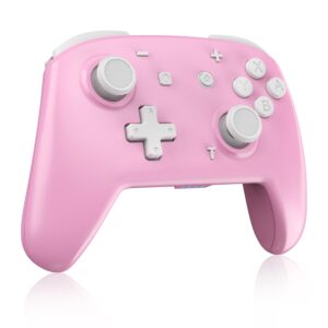 wireless switch pro controller for switch/switch lite/switch oled, momen pink wireless pro controller with turbo, motion, adjustable vibration, wake-up, gyro axis