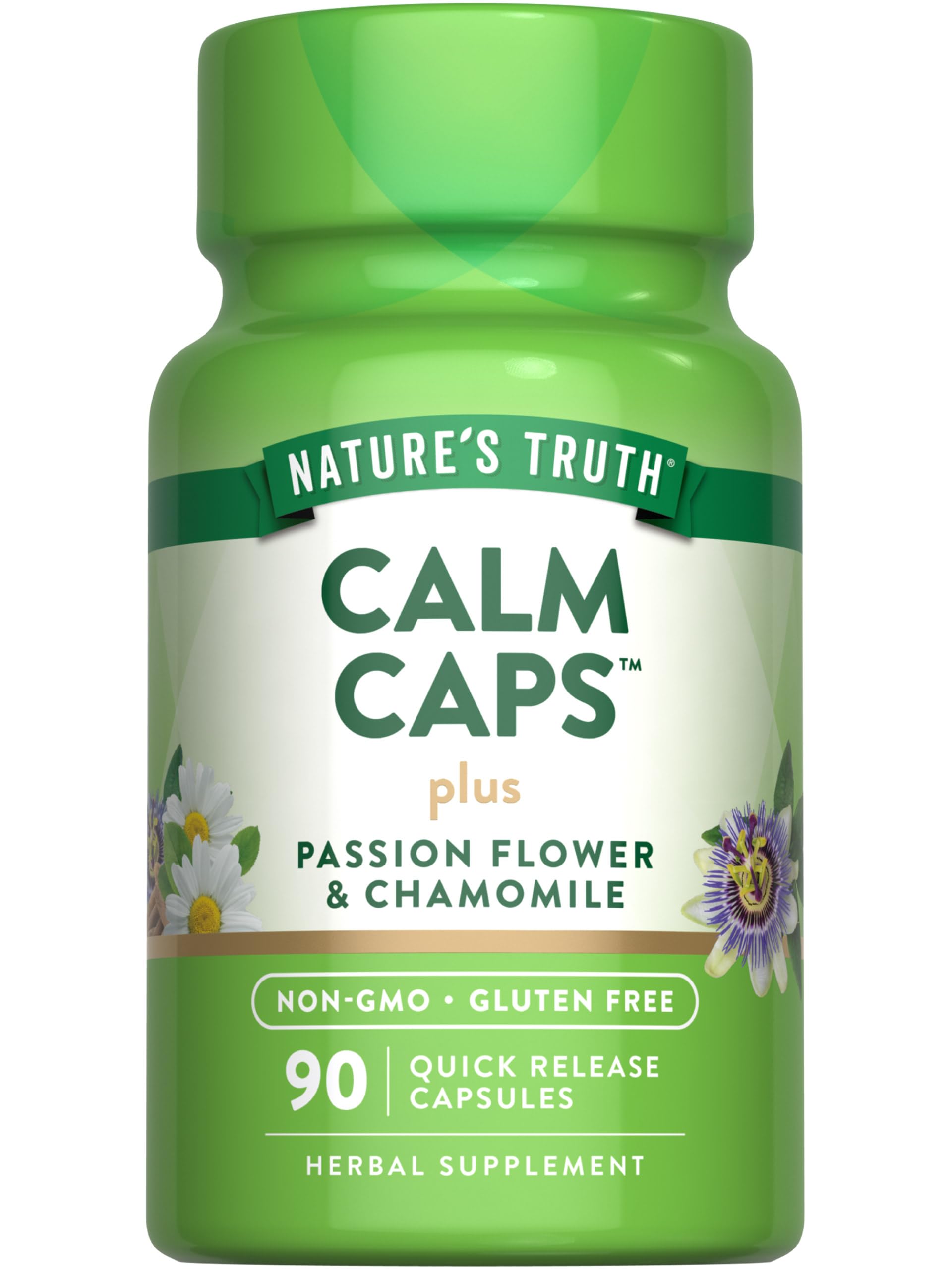 Nature's Truth Calm Caps | 90 Capsules | with Passion Flower and Chamomile | Non-GMO, Gluten Free Supplement