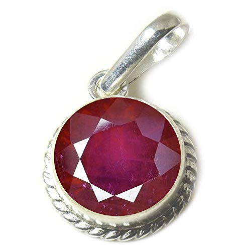 SURYAGEMS Round Shape Faceted Cut Original 925 Silver Ruby Men Pendant For Chakra Healing Women Lockets