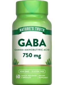 nature's truth gaba 750mg | 60 capsules | gamma aminobutyric acid supplement | non-gmo & gluten free supplement