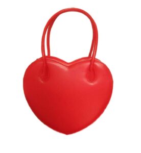 gk-o fashion women heart shaped bag lolita handbag clutch purse wallet pu handbag (red)