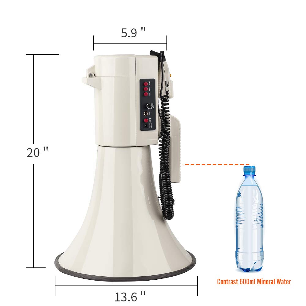 My Mealivos 75 W 2000 Professional Yard Sound Range Heavy PA Bullhorn Megaphone Speaker, Adjustable Volume, Loud Hand Held Megaphone, Outdoor Activities, Coaching, Football, Baseball, Hockey(Ivory)