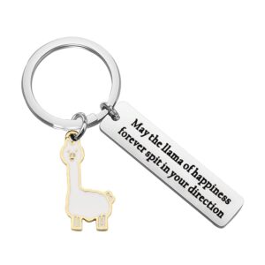 tgbje alpaca gifts llama lover gift llama gifts may the llama of happiness forever spit in your direction (llama keychain)