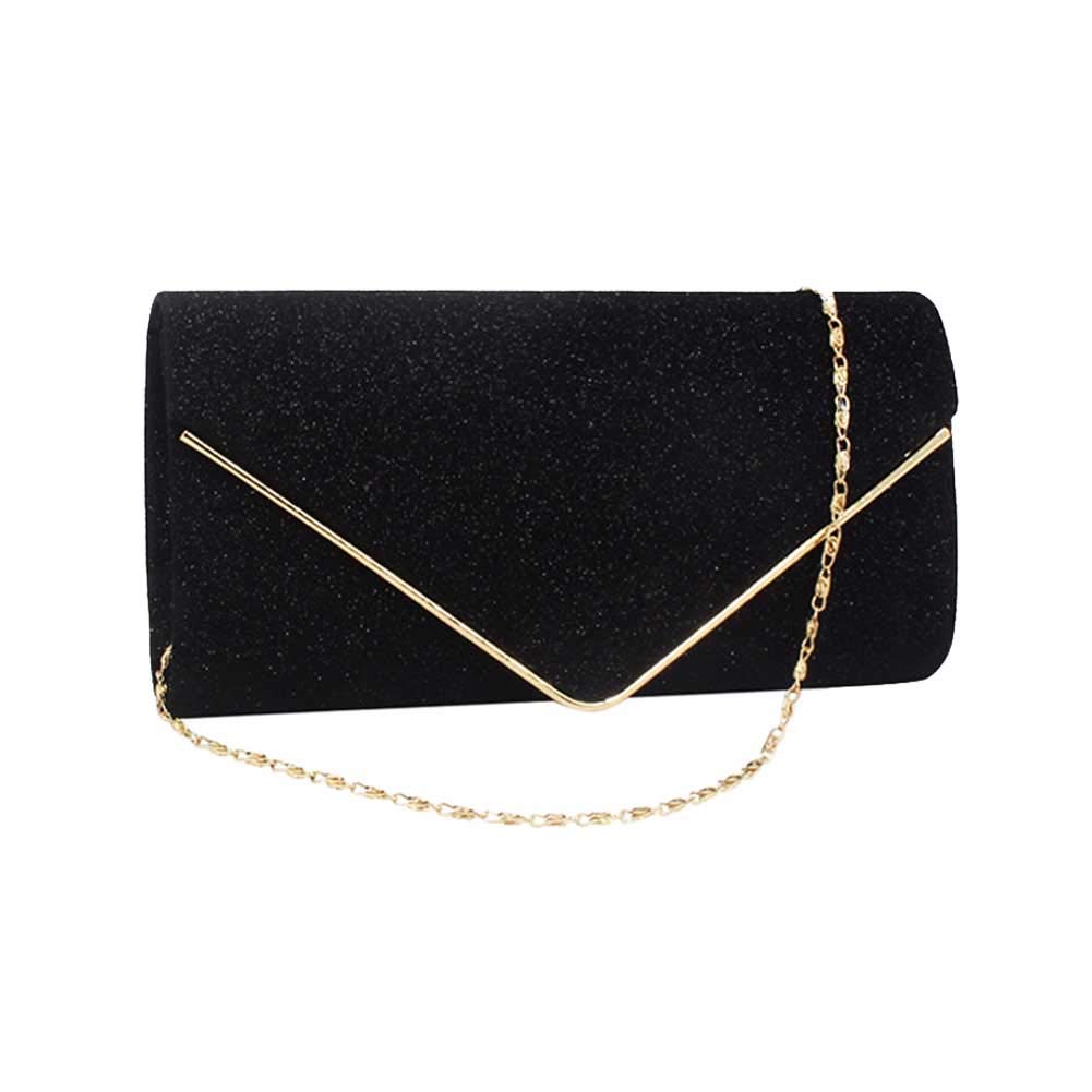 KALAIEN Envelope Clutch Purse Evening Bag for Women Glitter Evening Bag Handbags For Wedding (Black)