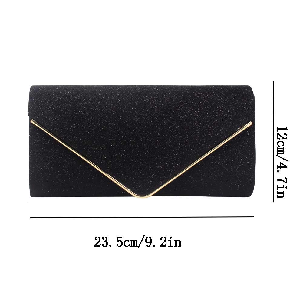 KALAIEN Envelope Clutch Purse Evening Bag for Women Glitter Evening Bag Handbags For Wedding (Black)