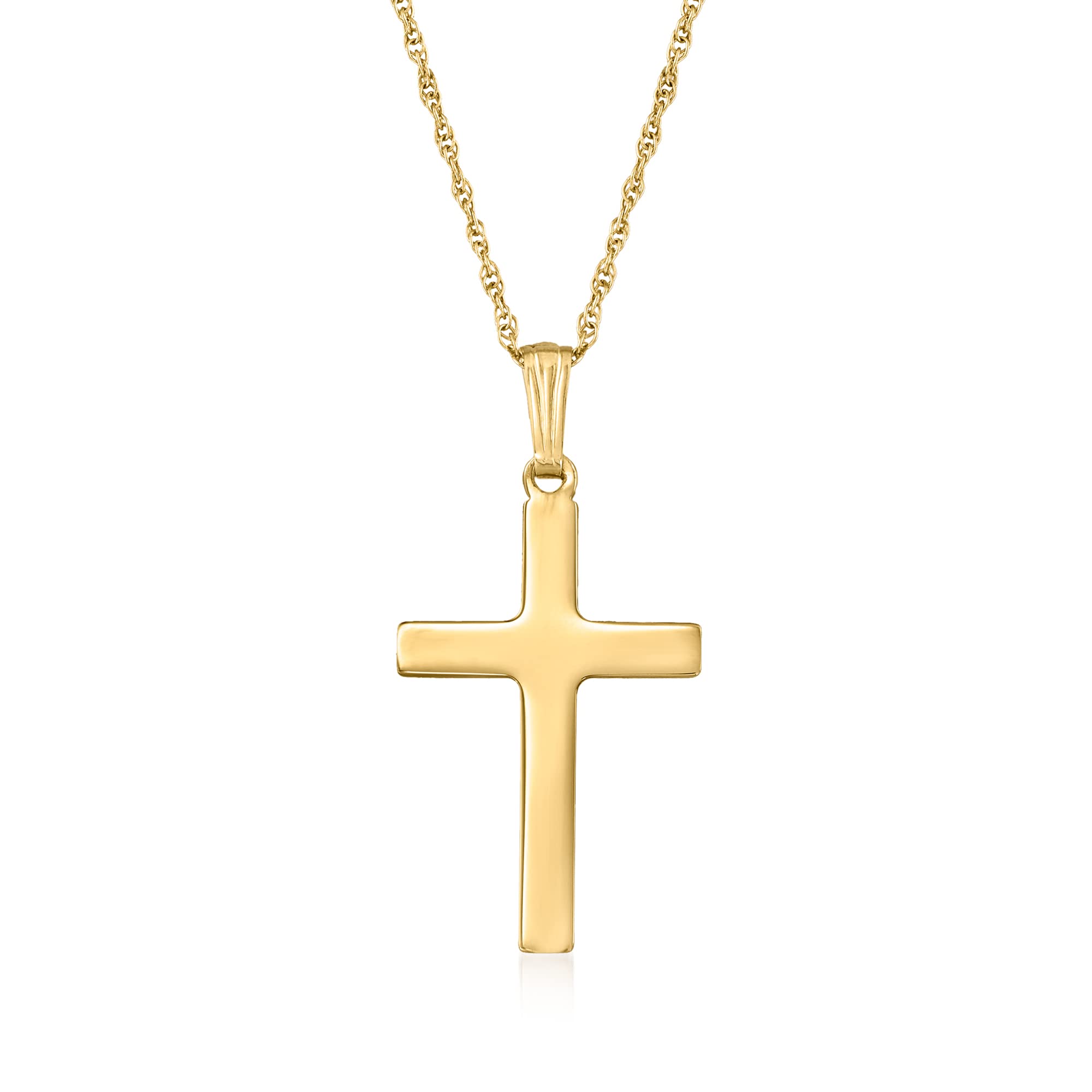 14kt Yellow Gold Cross Pendant Necklace. 20 inches