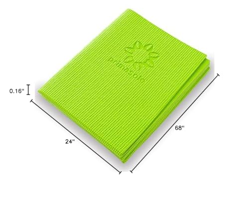 Primasole Folding Travel Yoga Mat Foldable light weight Easy to carry to Workout Fitness Class Beach Park Travel Picnics 4mm thick Lime Green Color PSS91NH028A