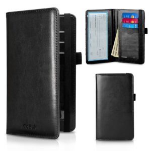 CoBak Premium Leather Checkbook Cover - RFID Blocking, Classic Design, Slim & Durable - Perfect for Personal & Business Checks