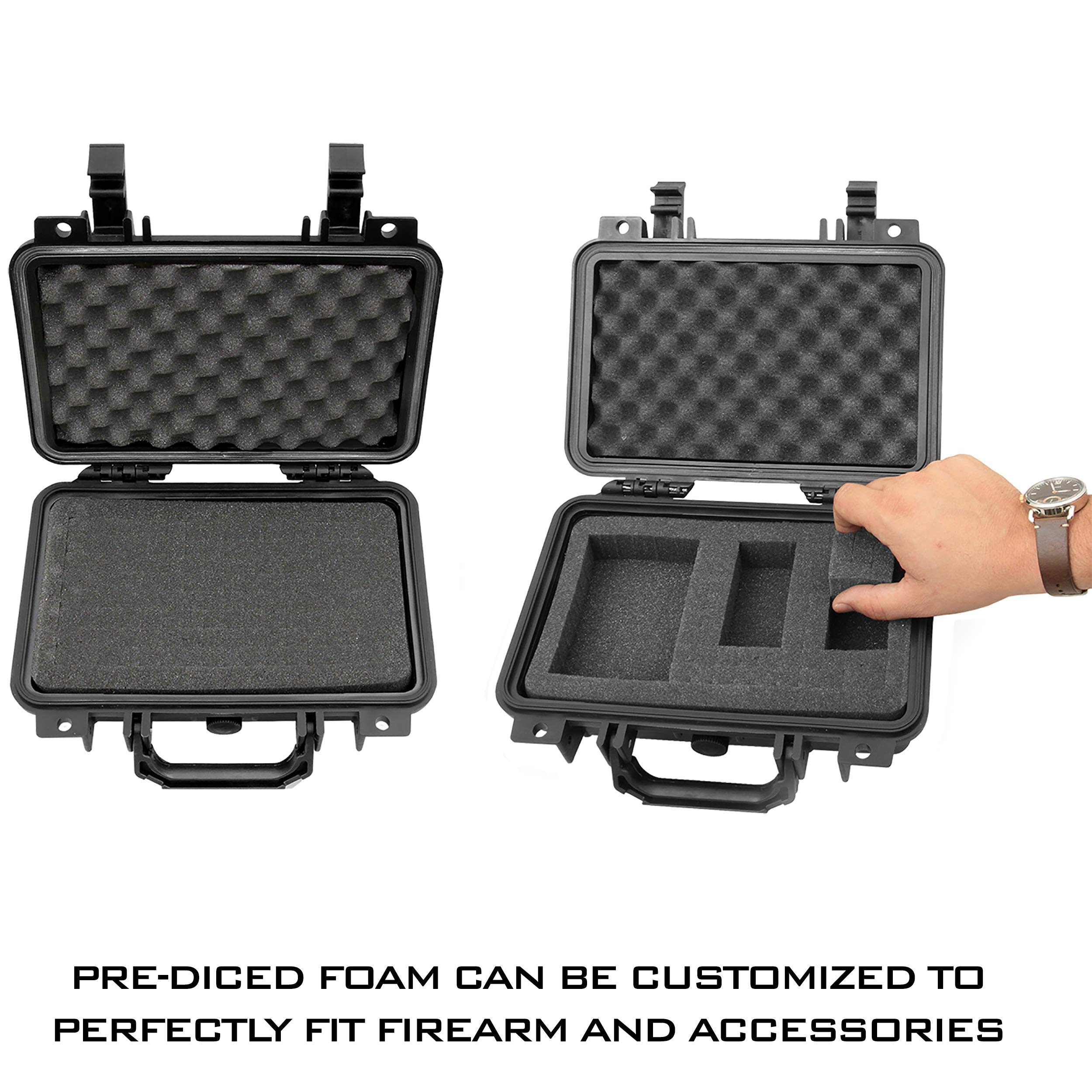 CASEMATIX Hard Gun Case for Pistols - TSA Approved Waterproof & Shockproof Gun Cases for Pistols, Compact 9mm Gun Case for Carrying Handgun with Scope and Accessories