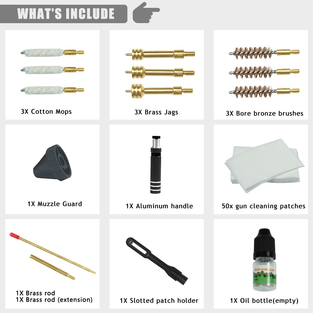 Handgun/Pistol Cleaning Kit for 9mm/.357cal.40cal.45cal,Gun Cleaning kit