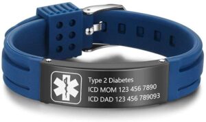 fortheday personalized medical alert bracelets for women men kids adjustable silicone medical bracelets custom waterproof life medical id bracelets alert bracelets (deep blue)