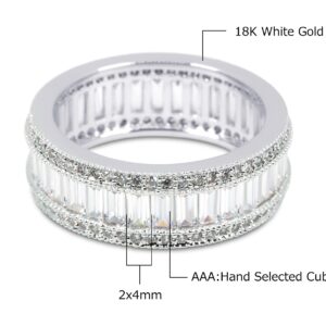 Savlano 18K Gold Plated Cubic Zirconia 8MM Emerald Cut Eternity Lustrous Ring Band for Women (7)