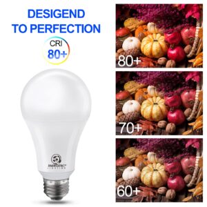 Energetic Lighting Super Bright 50/100/150W 3-Way A21 LED Light Bulb, 800/1600/2200 Lumens, 5000K Daylight, Non-dimmable, E26 Base, UL Listed, 2-Pack