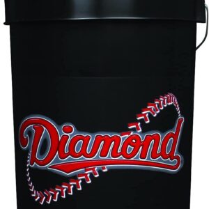 Diamond Sports 6-Gallon Black Ball Bucket with 18 12YSC 12-inch Yellow Softballs