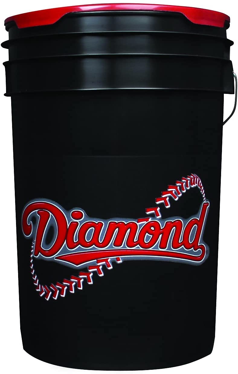 Diamond Sports 6-Gallon Black Ball Bucket with 18 12YSC 12-inch Yellow Softballs