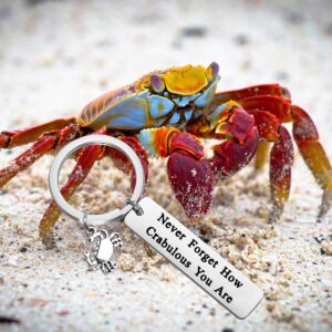 ENSIANTH Crab Keychain Crab Lover Gift Never Forget How Crabulous You are Keychain Crab Jewelry for BFF Traveler Gift (never Crab Key)