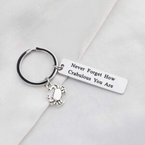 ENSIANTH Crab Keychain Crab Lover Gift Never Forget How Crabulous You are Keychain Crab Jewelry for BFF Traveler Gift (never Crab Key)