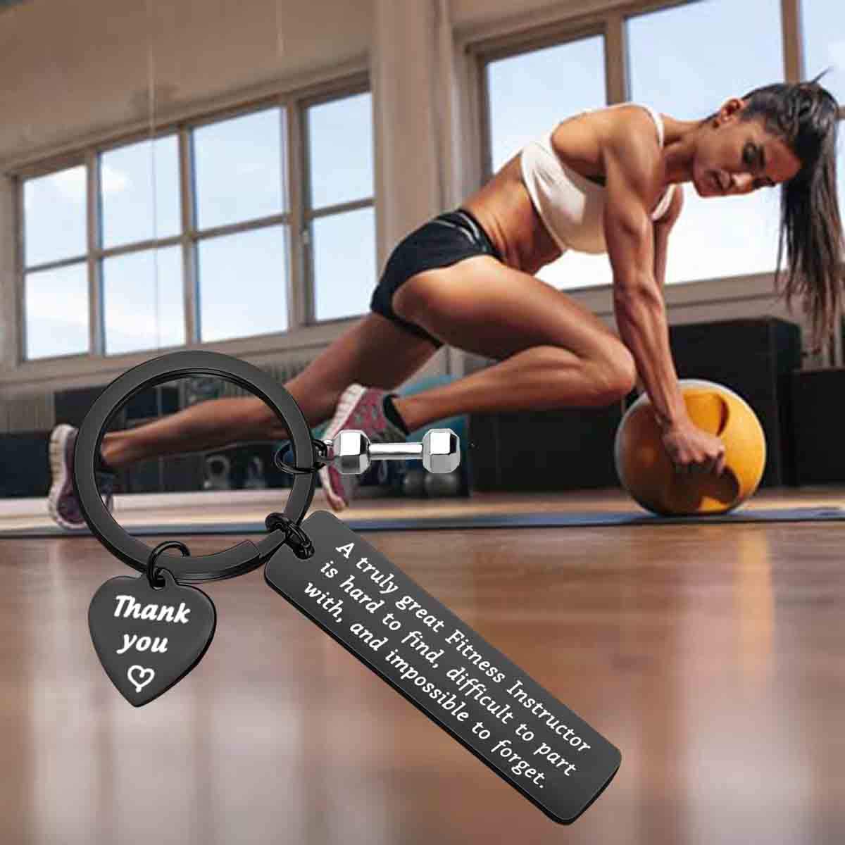 ENSIANTH Fitness Instructor Gift A Truly Great Fitness Instructor is Hard to Find Keychain Personal Trainer Gift Instructor Thank You Gift (Truly Fitness Black-K)