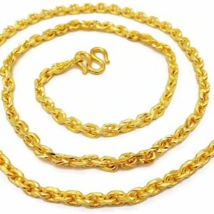 arrawana77 Men's, Women Classic Chain 22k 23k 24k Thai Baht Gold GP Necklace 26 Inch 5 mm 40 Grams Jewelry