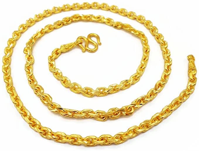 arrawana77 Men's, Women Classic Chain 22k 23k 24k Thai Baht Gold GP Necklace 26 Inch 5 mm 40 Grams Jewelry