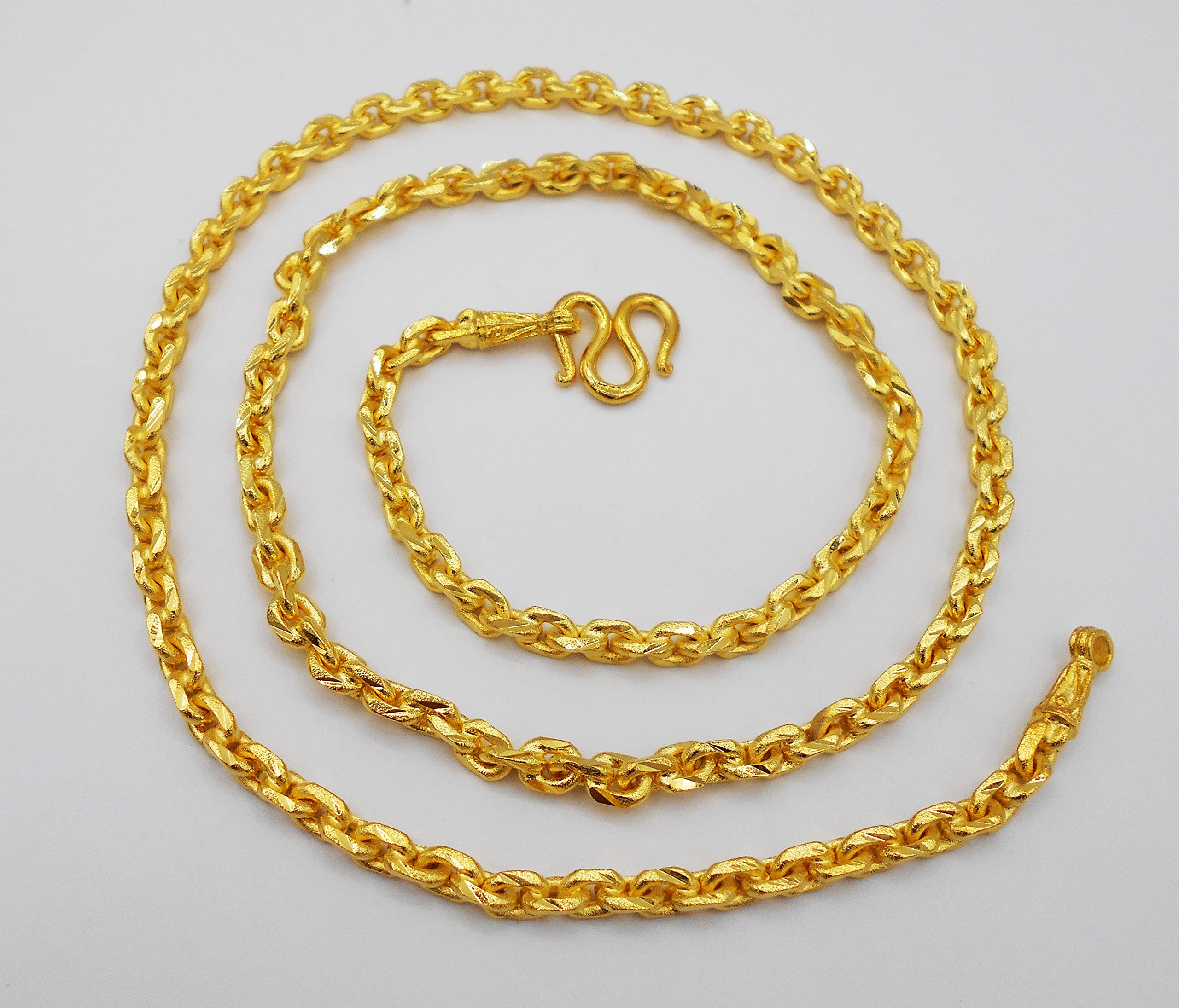 arrawana77 Men's, Women Classic Chain 22k 23k 24k Thai Baht Gold GP Necklace 26 Inch 5 mm 40 Grams Jewelry