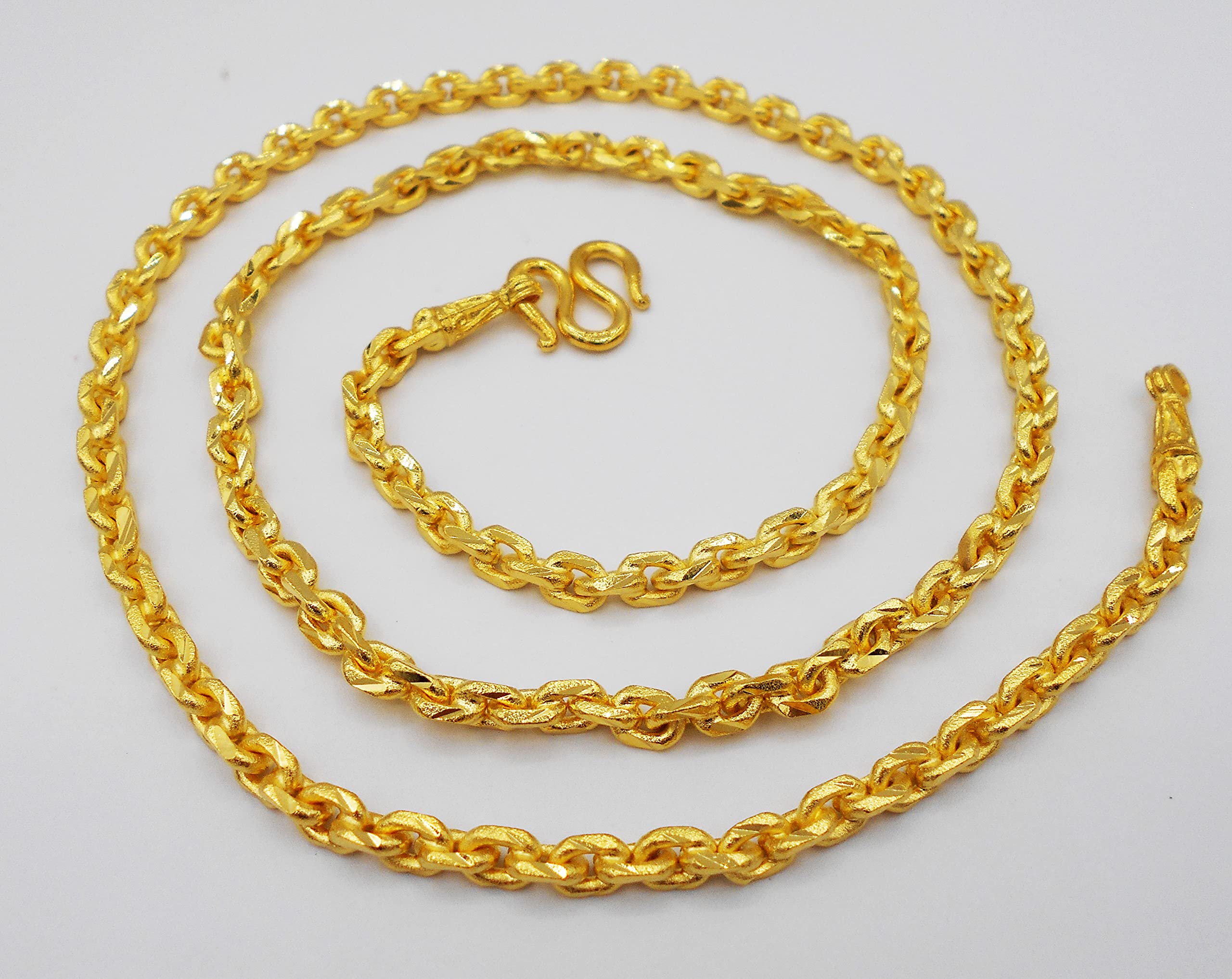 arrawana77 Men's, Women Classic Chain 22k 23k 24k Thai Baht Gold GP Necklace 26 Inch 5 mm 40 Grams Jewelry