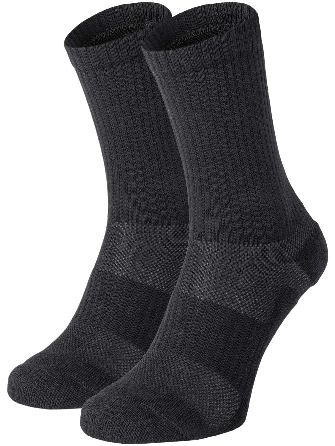 281Z Military Cotton Micro Crew Boot Socks - Cushioned Sole - Moisture Wicking - Odor Resistant - Hiking Trekking Outdoor (Black Medium 2 Pairs)