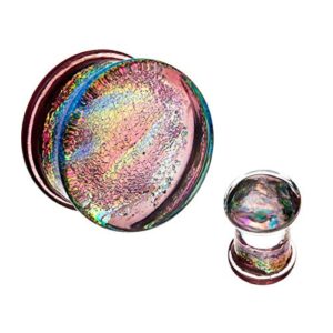 Pierced Owl Purple Multicolor Sparkling Swirl Single Flared Glass Plugs, Sold as a Pair (14mm (9/16"))