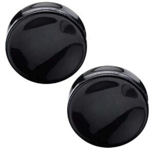 pierced owl black onyx natural stone double flared saddle plugs, sold as a pair (19mm (3/4"))