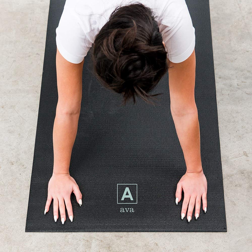 Weddingstar Customizable No-Slip Black Yoga Mat - Boxed Initial